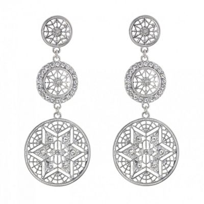 Designer silver crystal cut out earring